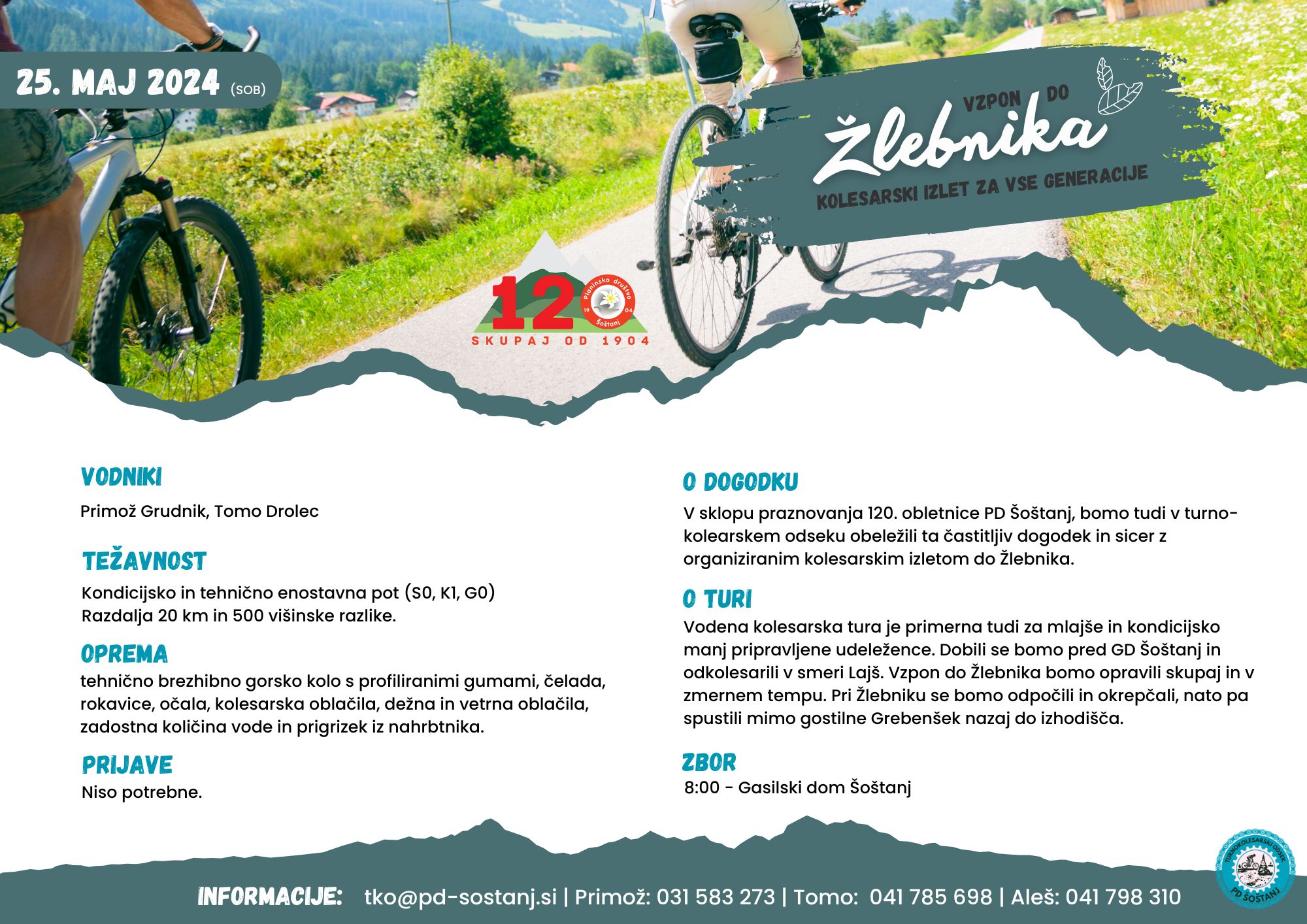 Turno kolesarjenje: Šoštanj - Žlebnik - Grebenšek - Šoštanj